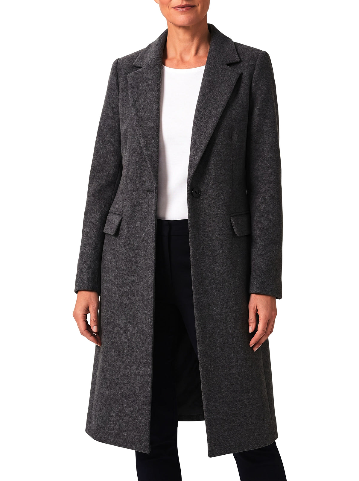 Women's Longline Tailored Trench Coat in dark grey