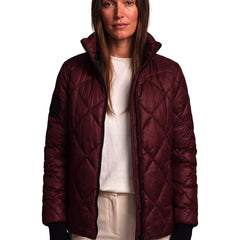 Women's Quilted High-Collar Puffer Jacket in burgundy