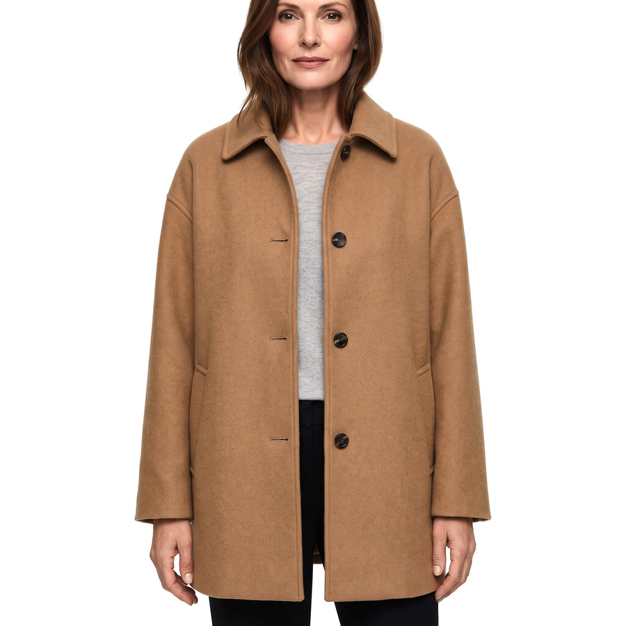Matilda-Bridget Women's Button-Front Wool Trench Coat in khaki