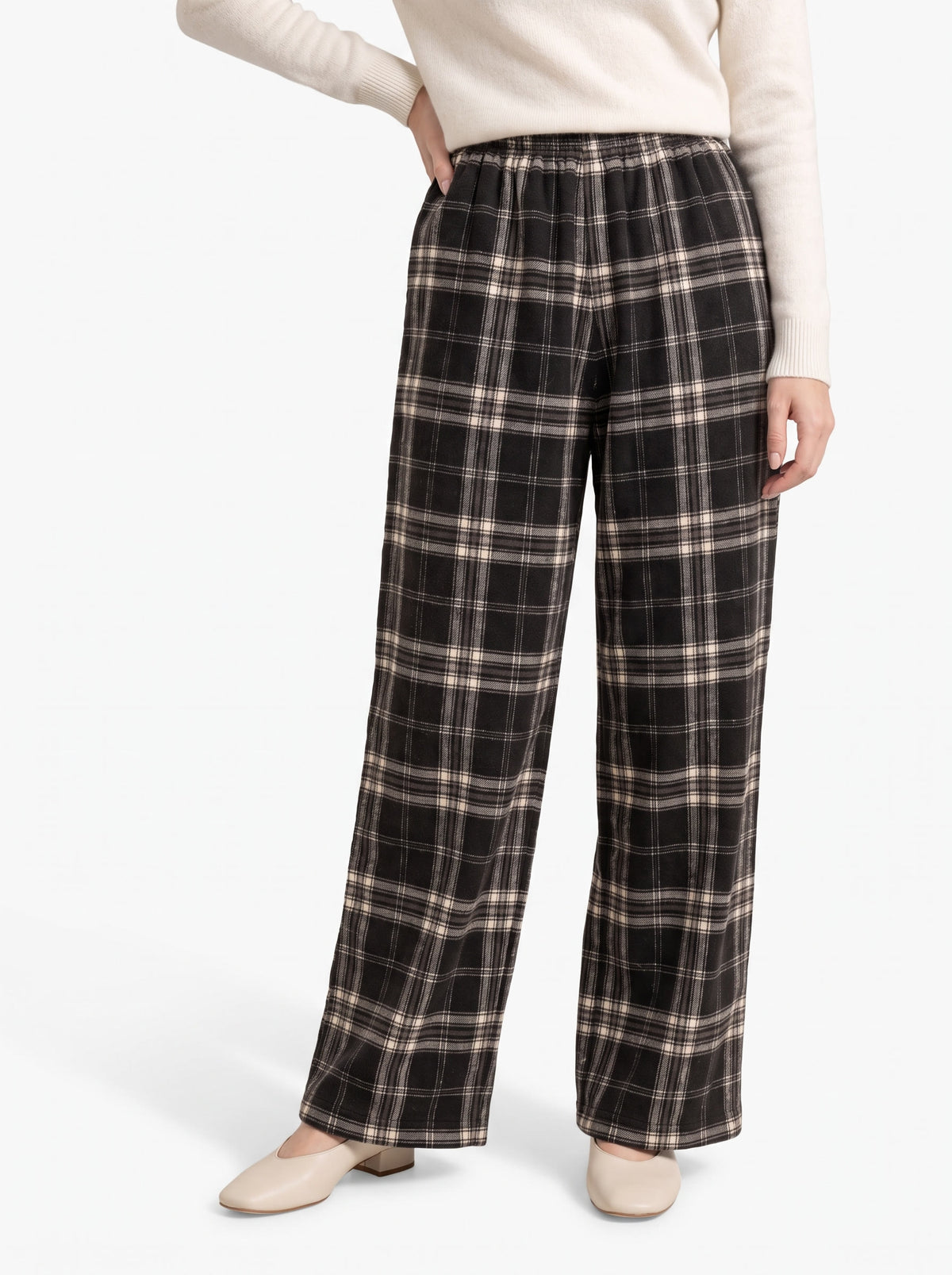 Bernadette Women's Plaid Fleece-Lined Straight-Leg Lounge Pants