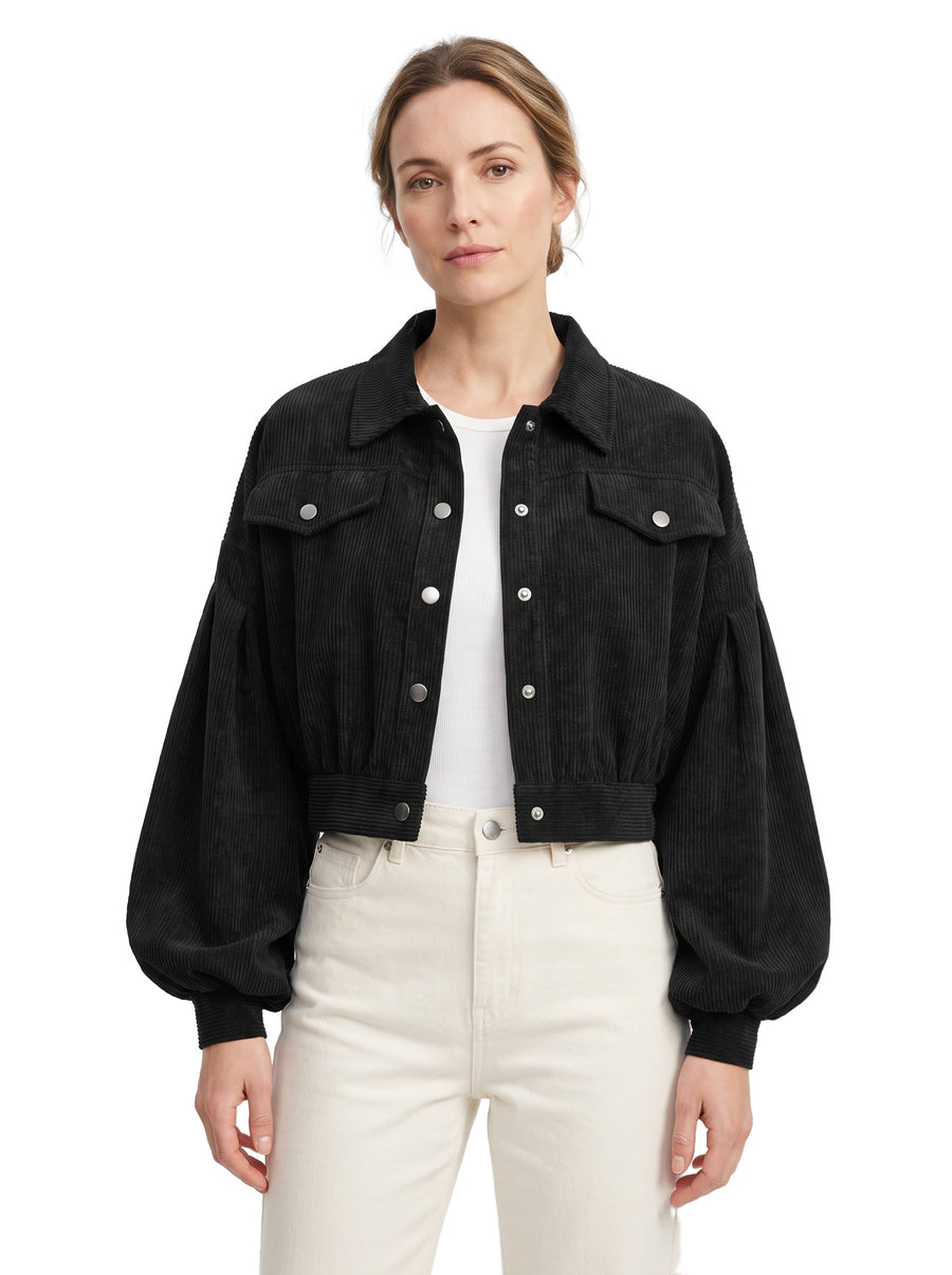 Celeste | Women's Corduroy Lantern-Sleeve Crop Jacket