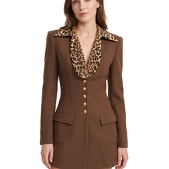 Delia Women's Leopard-Print Blazer Mini Dress in Brown