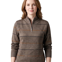 Ivy Women's Half-Zip Ribbed Knit Sweater in Camel