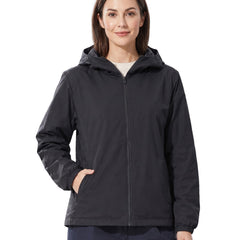 Elsa Women's Hooded Down Puffer Jacket in Mysterious Black