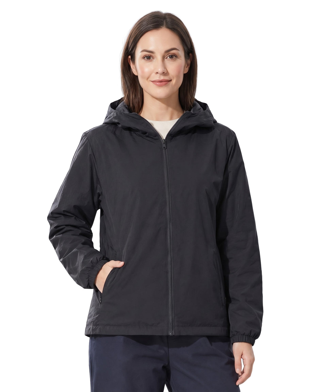 Elsa Women's Hooded Down Puffer Jacket in Mysterious Black