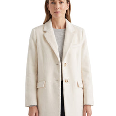 Camilla-Petra Women's Padded Oversized Blazer Coat in cream worn by a model