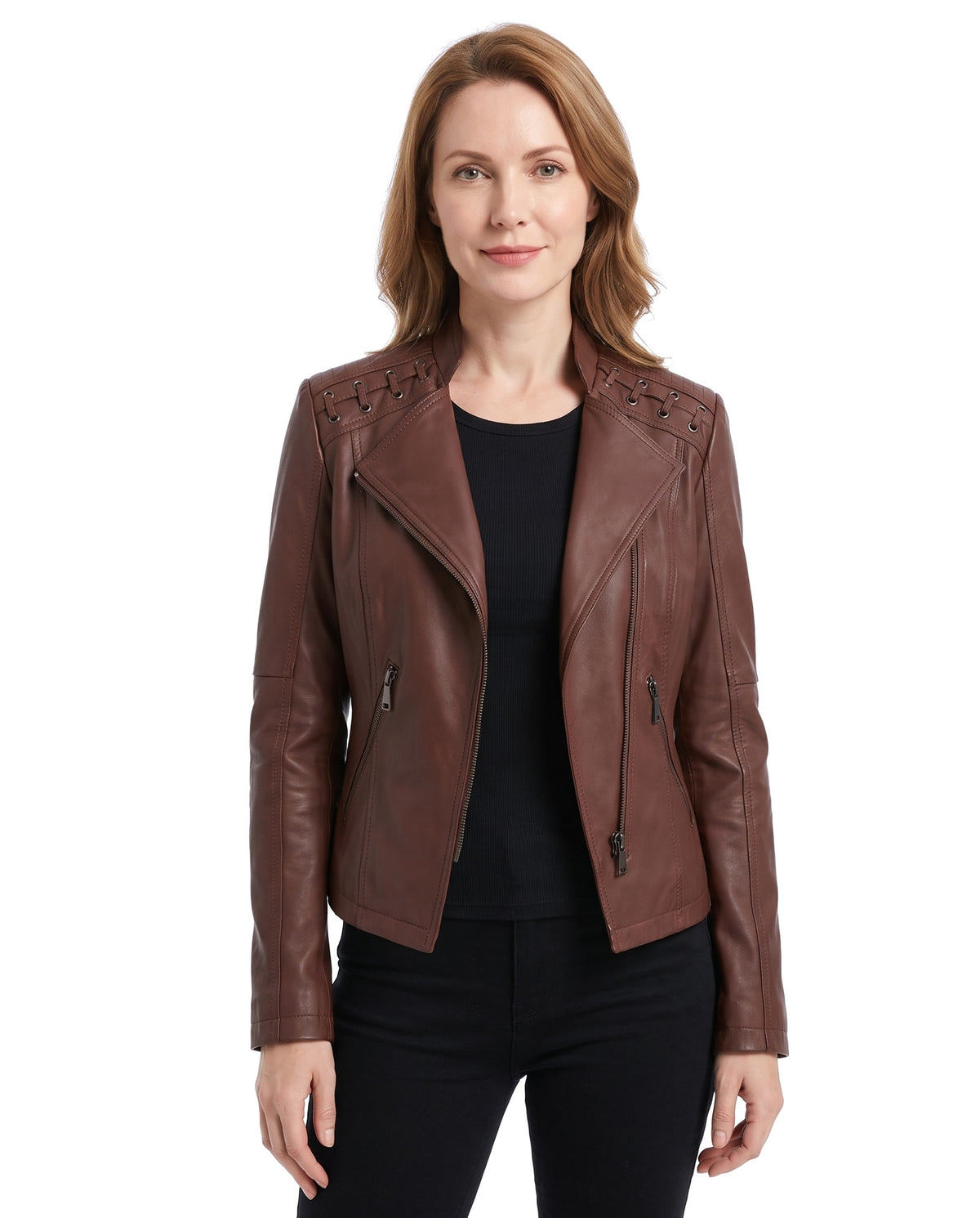 Rhea-Louisa | Women's Tailored Lambskin Leather Trench Coat