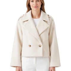 Silvia Women's Cropped Double-Breasted Coat in White