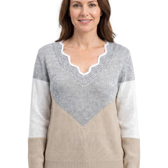 Helena | Women's Colour-Block V-Neck Sweater
