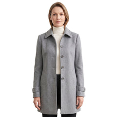 Minerva-Ingrid womens notched lapel tailored wool peacoat in light grey
