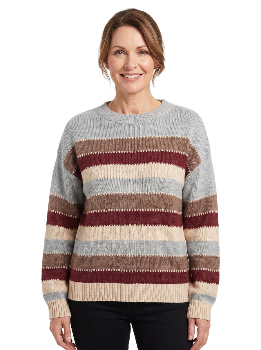 Isabelle-Silvia Women's Striped Round-Neck Sweater