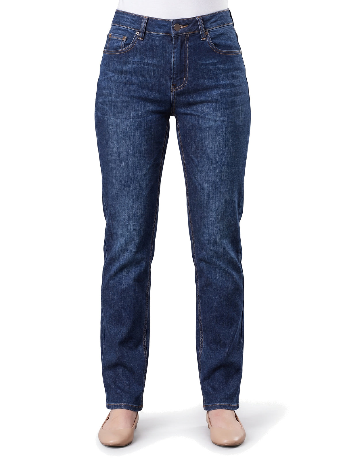 Women's high-rise straight-leg dark indigo denim jeans
