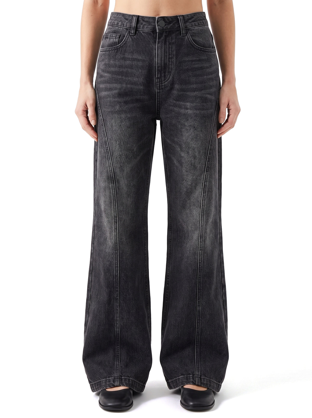 Women's Washed Wide-Leg Flare Jeans