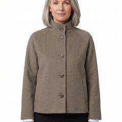Carmen-Roberta women's snap-front faux cashmere short jacket in taupe