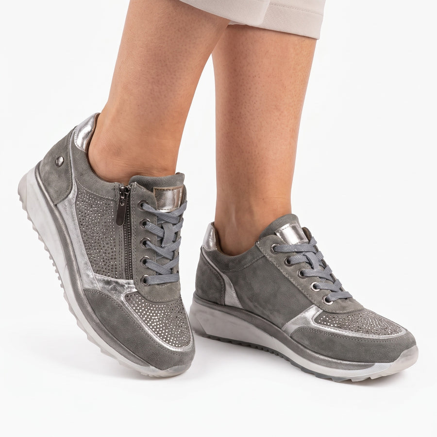 Cecile-Simone Women's Zip-Up Lace-Up Comfort Sneakers hero
