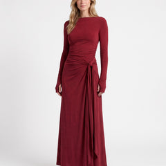 Cornelia-Edith Women's Side-Draped Long-Sleeve Maxi Dress hero