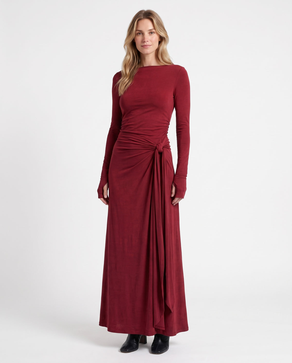 Cornelia-Edith Women's Side-Draped Long-Sleeve Maxi Dress hero