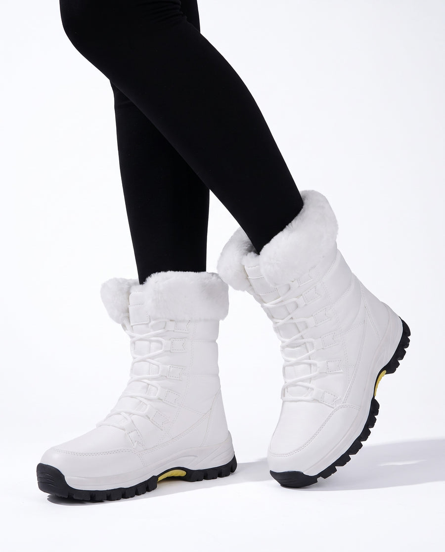 Pearl-Bianca Women's Lace-Up Plush-Lined Ankle Boots
