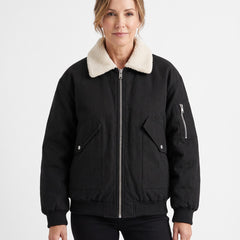 Hazel-Katharine Women's Contrast-Collar Utility Puffer Jacket