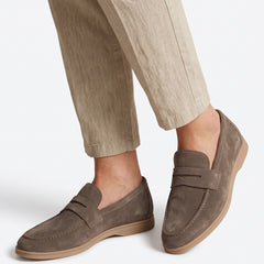 Meredith-Hazel Women's Suede-Look Slip-On Penny Loafers