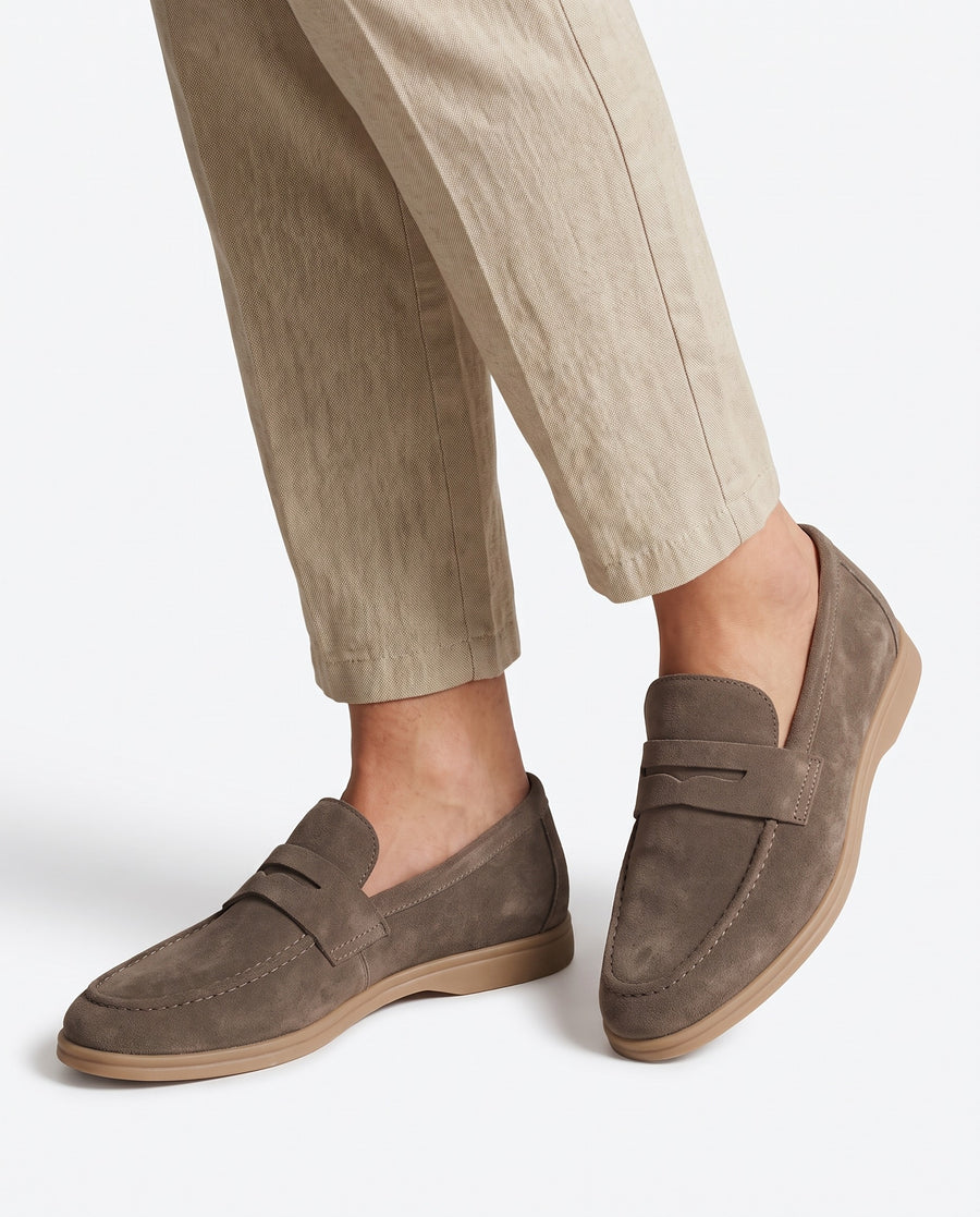 Meredith-Hazel Women's Suede-Look Slip-On Penny Loafers