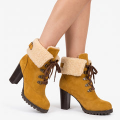 Ruth-Ophelia Women's Lace-Up Chunky Heel Ankle Boots hero