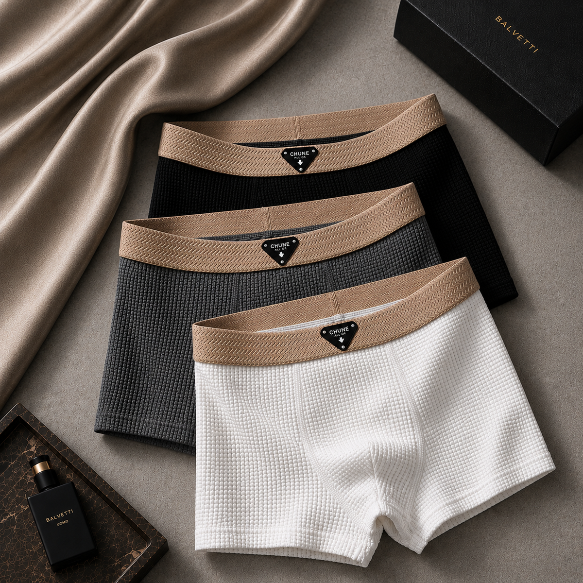Meredith-Harriet | Men's Waffle-Knit Cotton Boxer Briefs