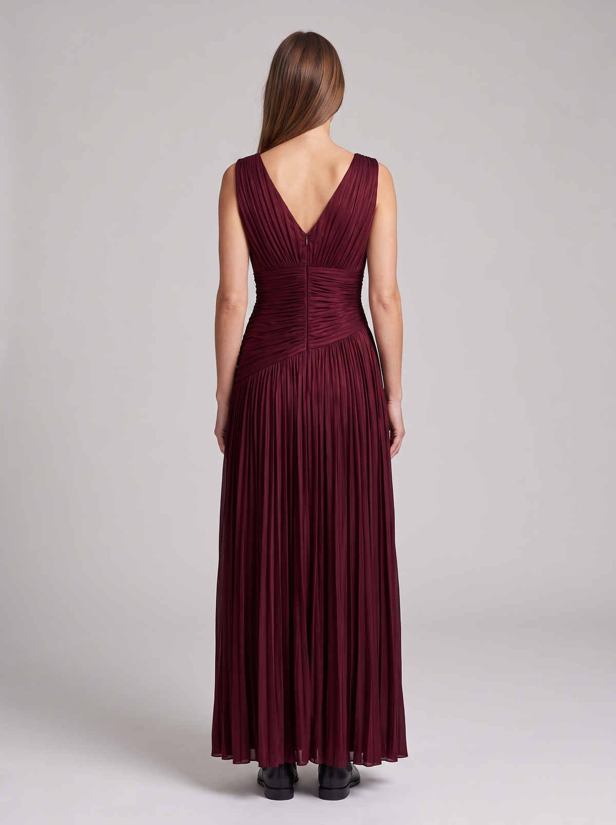 Celeste-Veronica | Women's All-Over Pleated V-Neck Maxi Dress