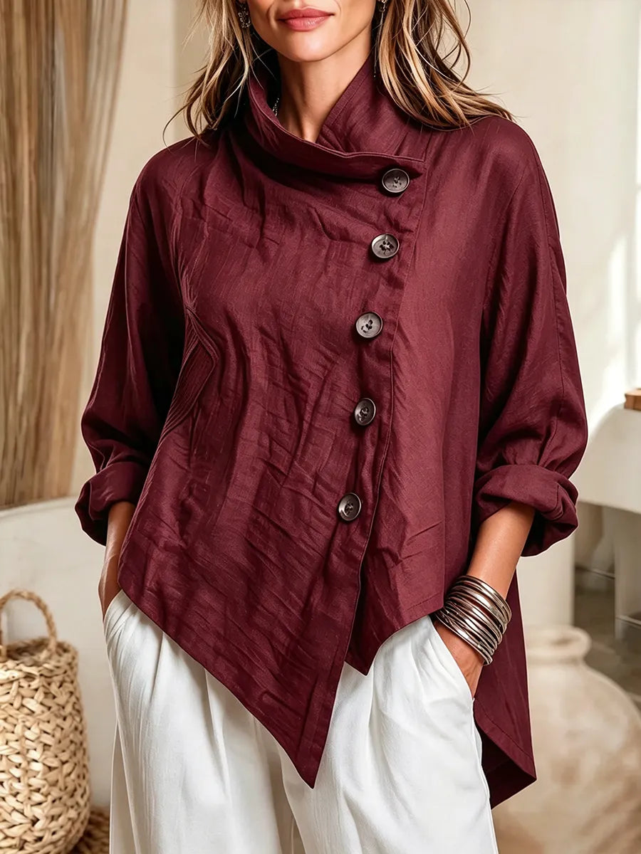 Selma-Ruth | Women's Asymmetric Button-Front Top