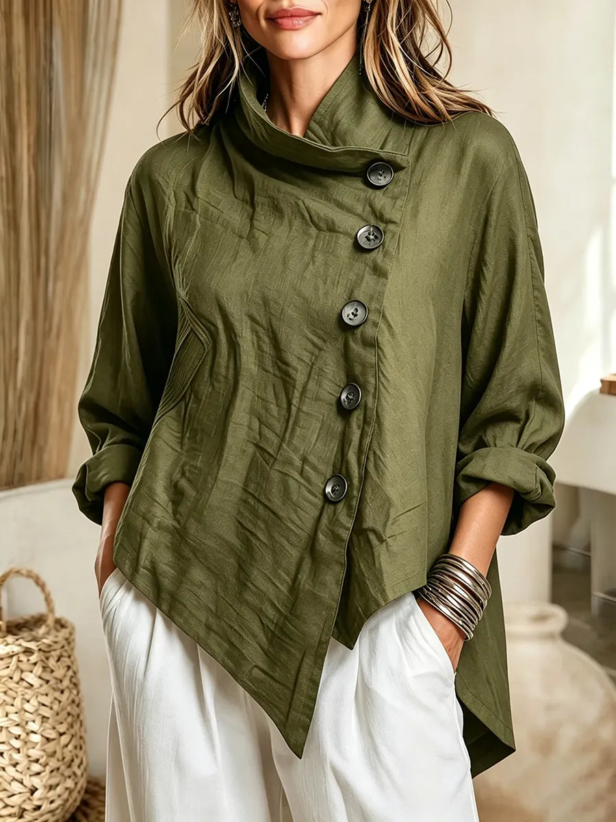 Selma-Ruth | Women's Asymmetric Button-Front Top