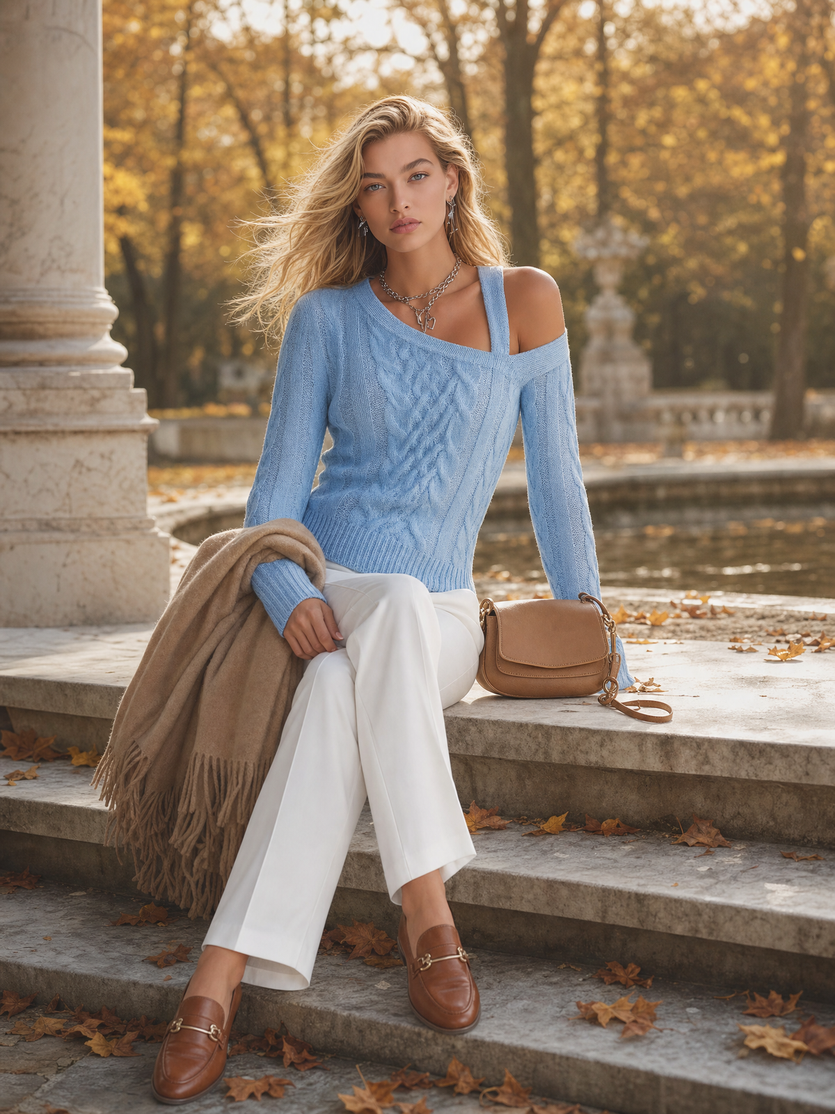 Rosemary | Women's Asymmetric Cold-Shoulder Cable Knit Sweater Dress