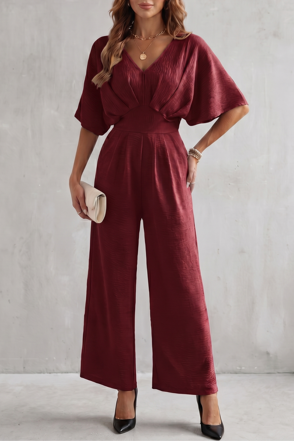 Madeline | Women's Batwing-Sleeve Wide-Leg Jumpsuit