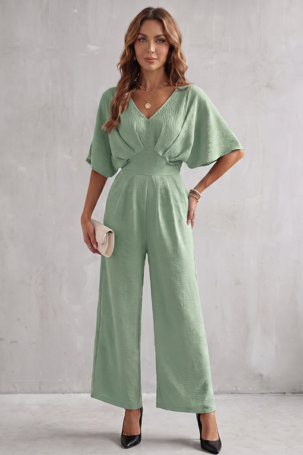 Madeline | Women's Batwing-Sleeve Wide-Leg Jumpsuit