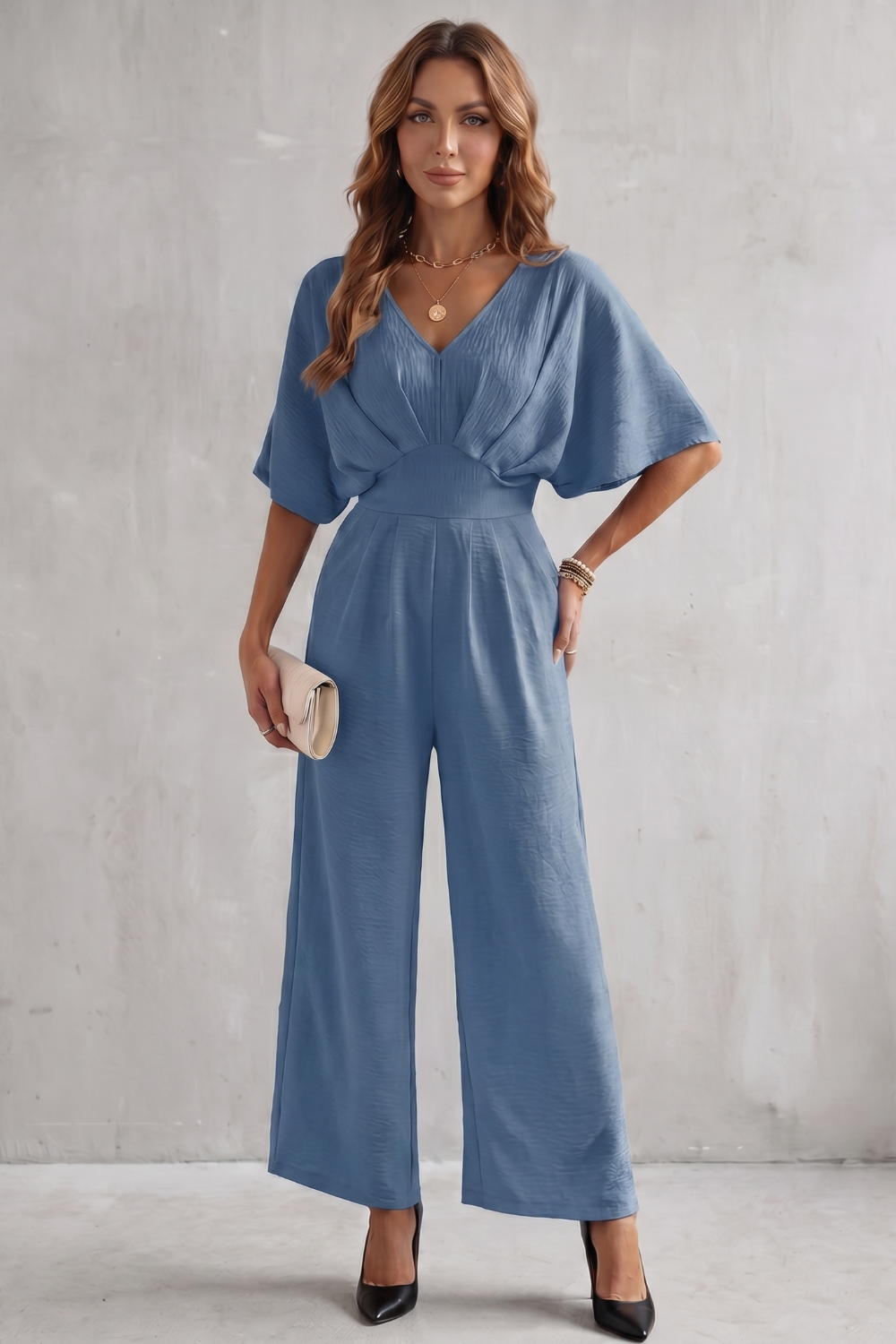 Madeline | Women's Batwing-Sleeve Wide-Leg Jumpsuit