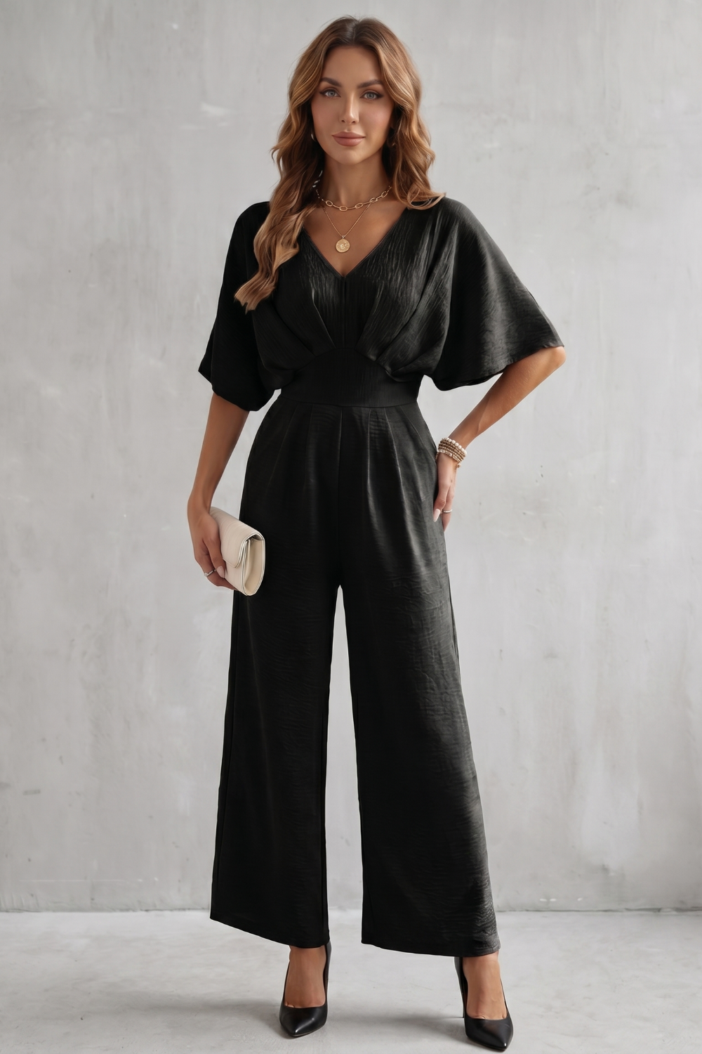 Madeline | Women's Batwing-Sleeve Wide-Leg Jumpsuit
