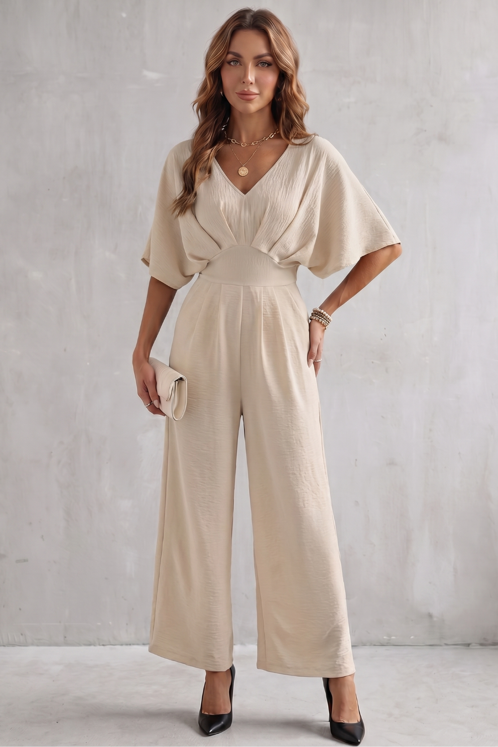 Madeline | Women's Batwing-Sleeve Wide-Leg Jumpsuit
