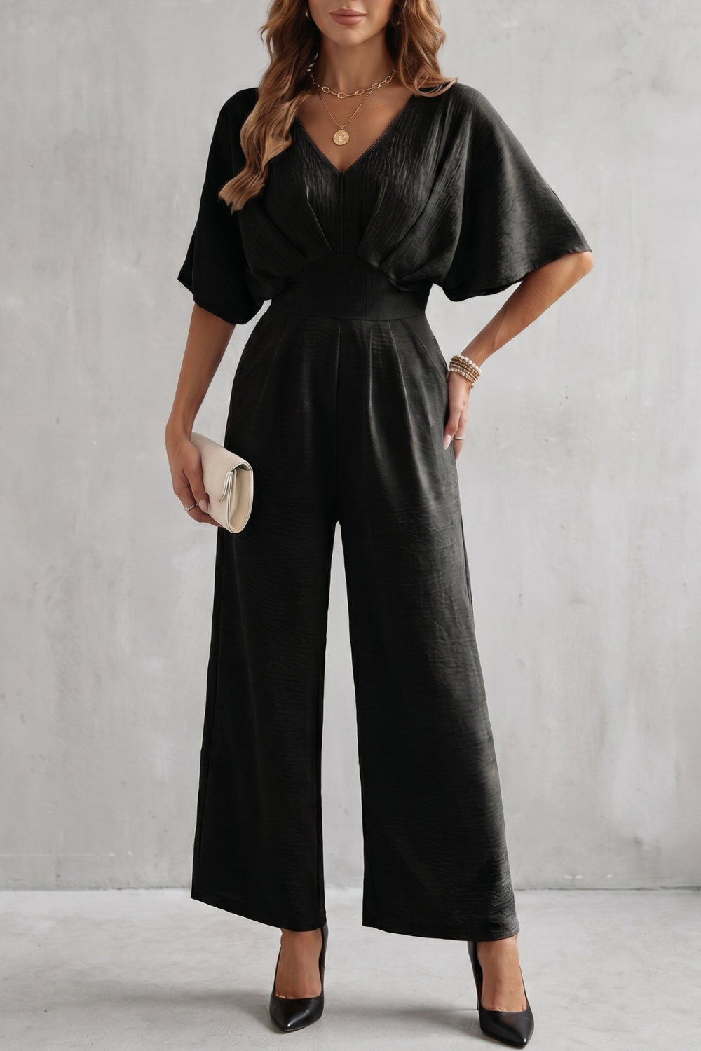 Madeline | Women's Batwing-Sleeve Wide-Leg Jumpsuit