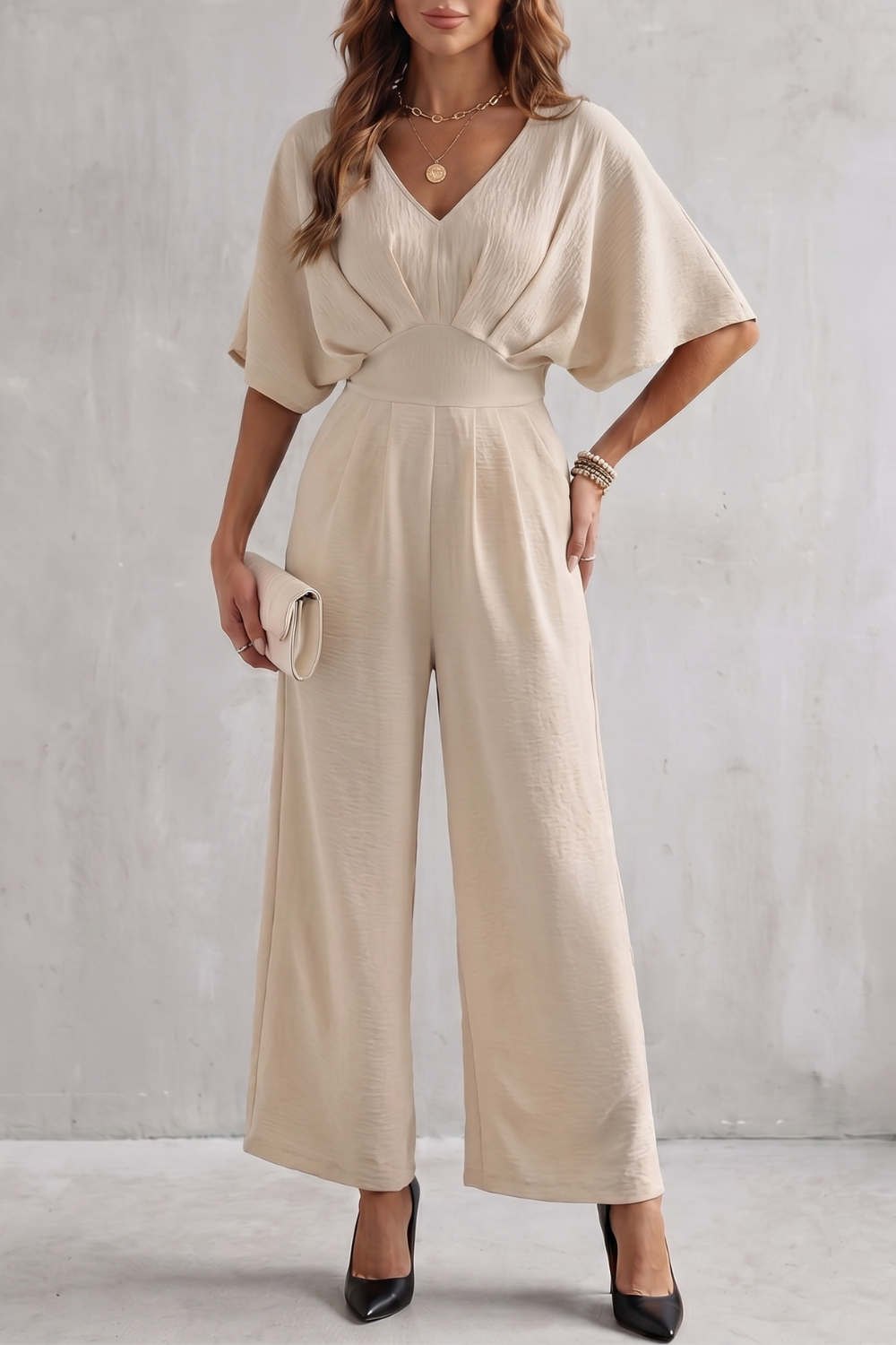 Madeline | Women's Batwing-Sleeve Wide-Leg Jumpsuit