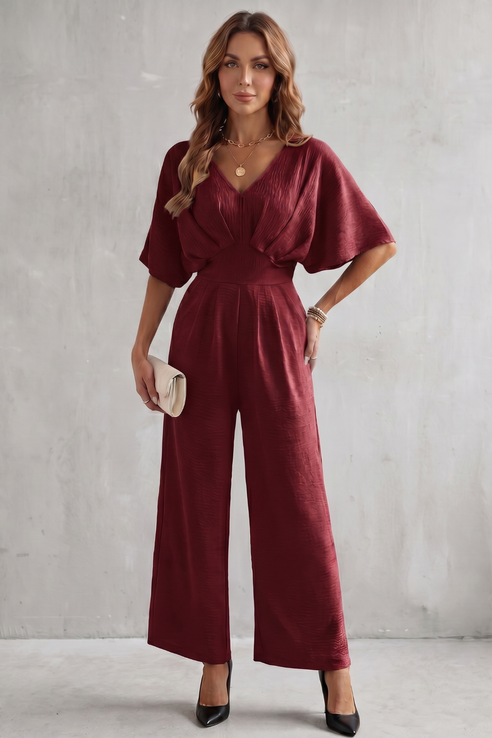 Madeline | Women's Batwing-Sleeve Wide-Leg Jumpsuit