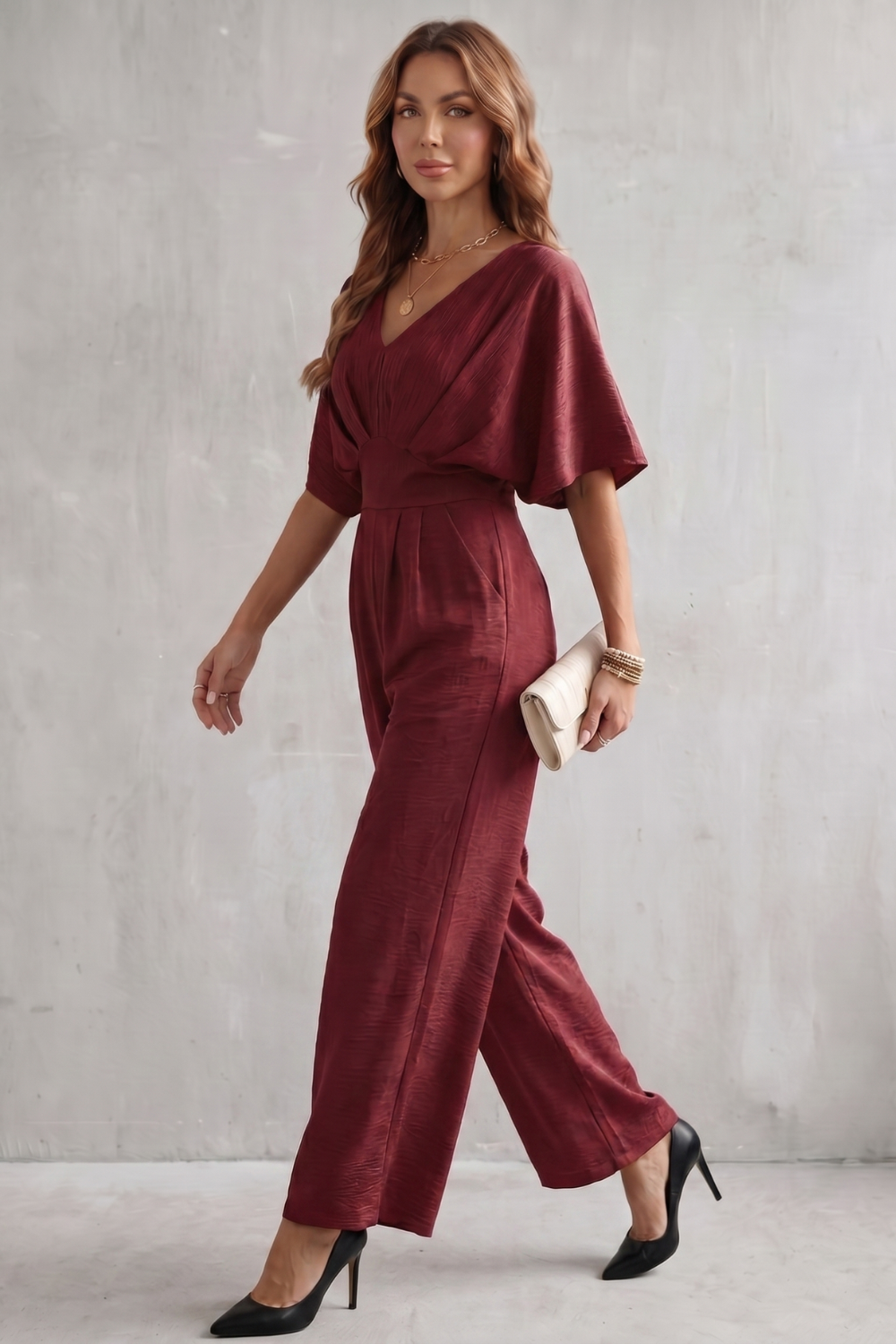 Madeline | Women's Batwing-Sleeve Wide-Leg Jumpsuit