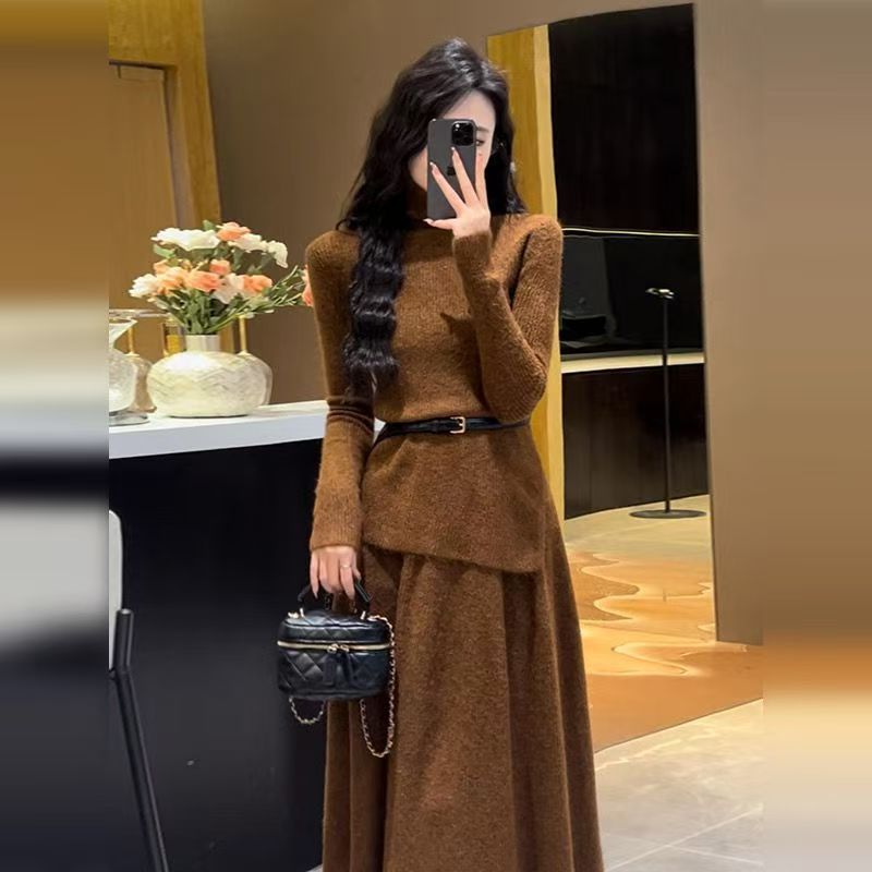 Edith | Women's Belted Asymmetric Knit Midi Dress