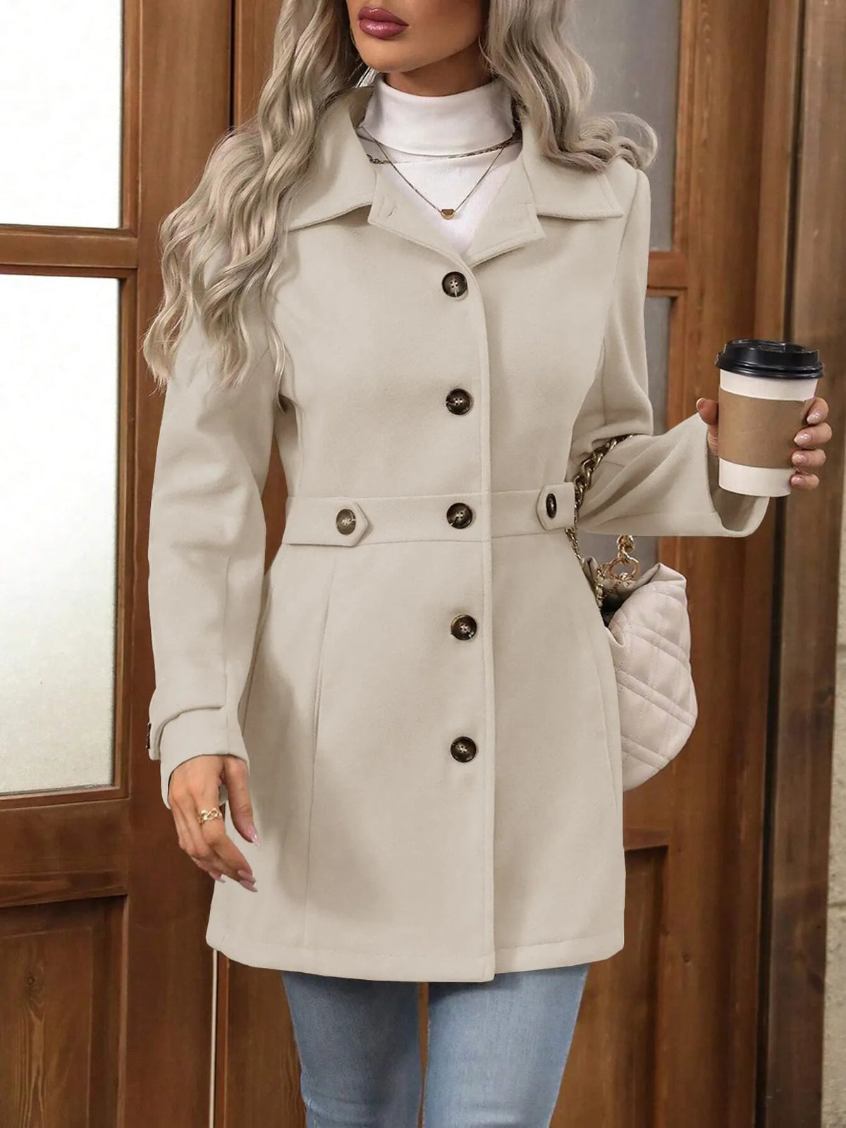 Roberta-Maureen | Women's Belted Tailored Longline Trench Coat