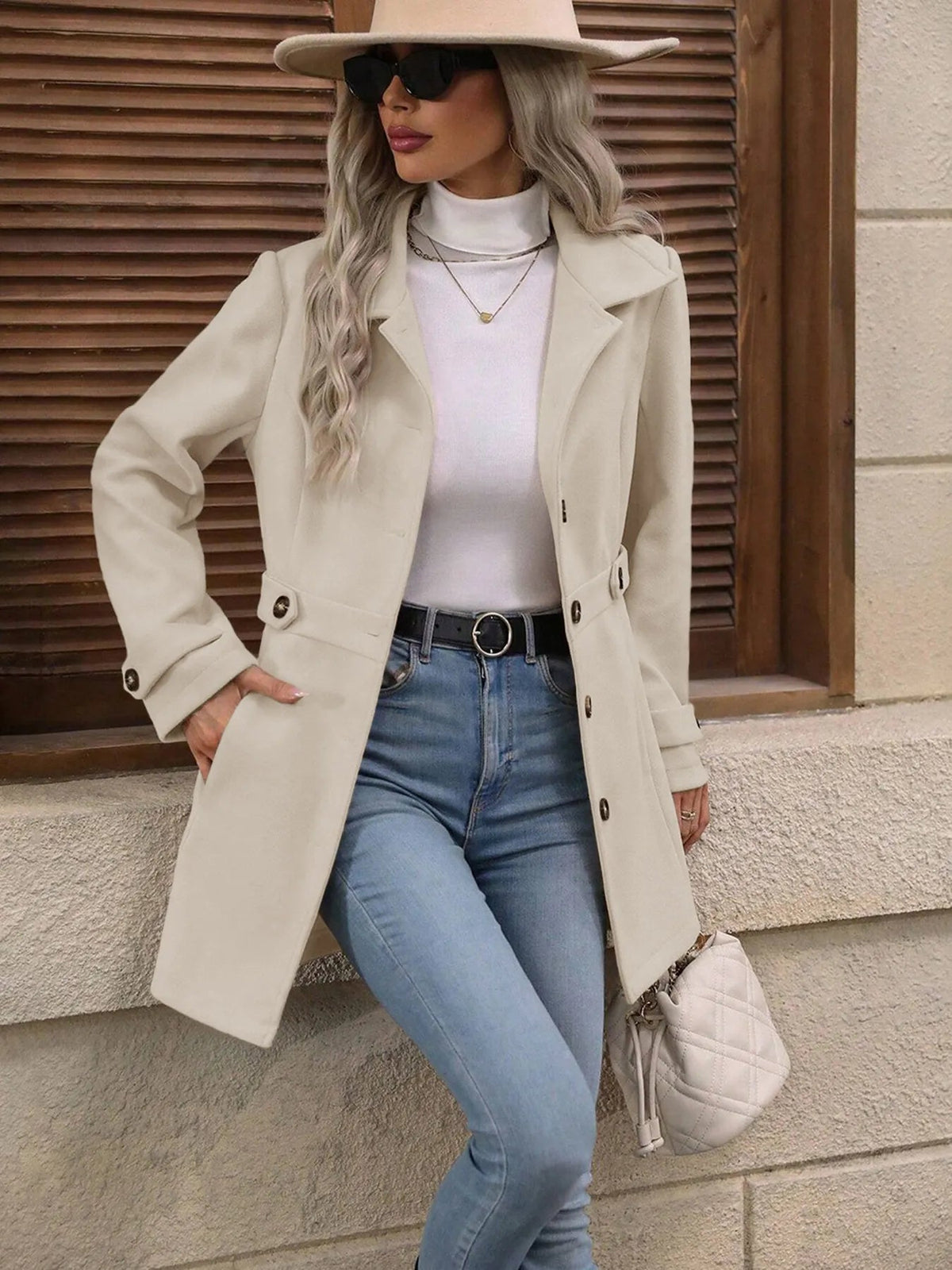 Roberta-Maureen | Women's Belted Tailored Longline Trench Coat