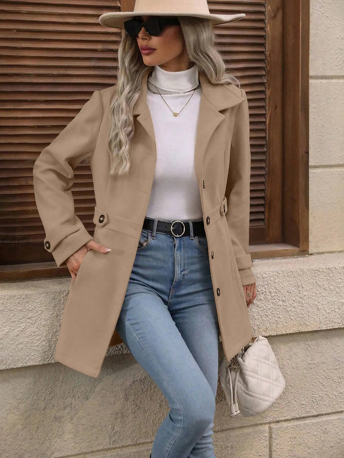 Roberta-Maureen | Women's Belted Tailored Longline Trench Coat