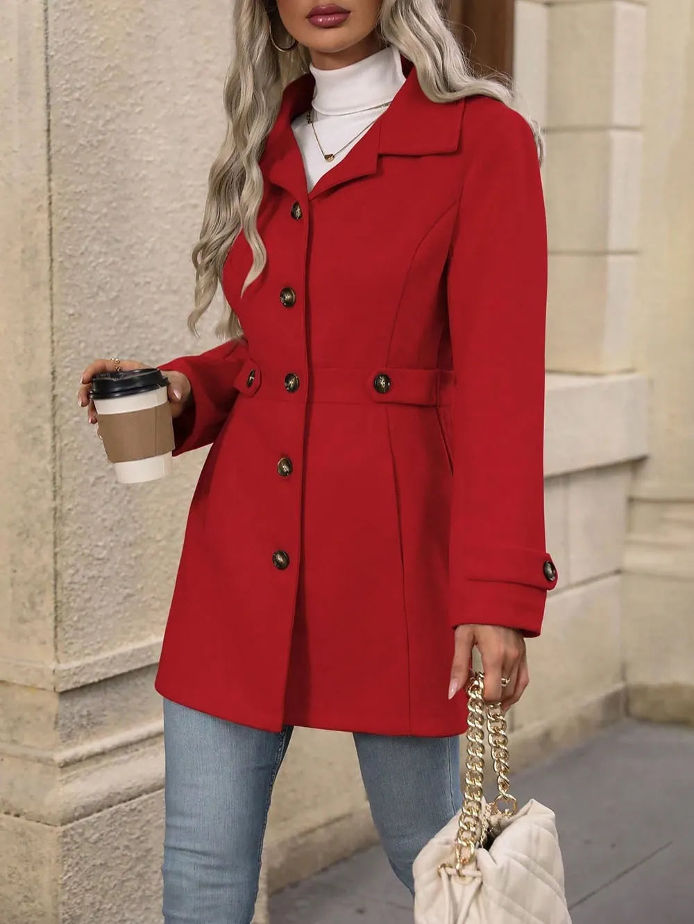 Roberta-Maureen | Women's Belted Tailored Longline Trench Coat