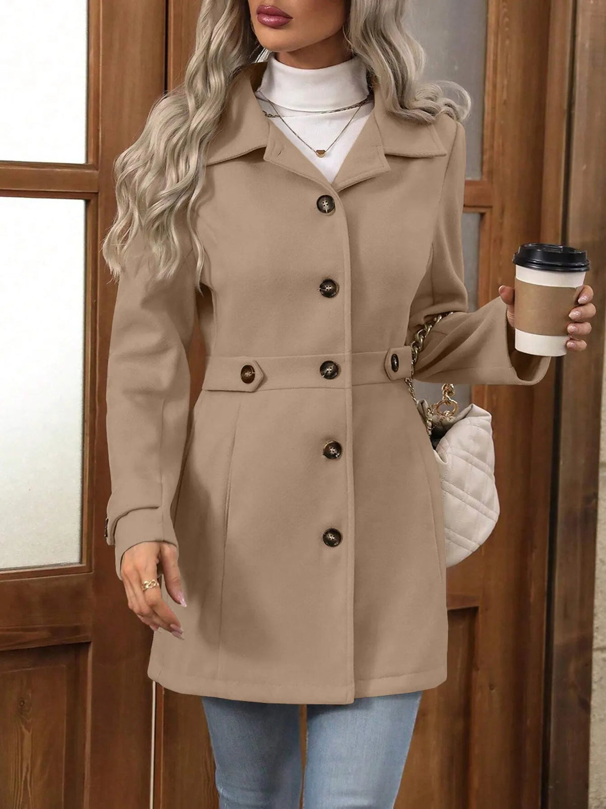 Roberta-Maureen | Women's Belted Tailored Longline Trench Coat