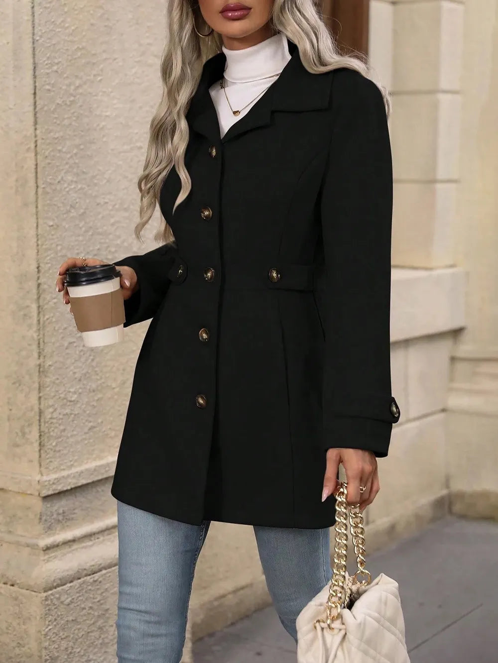 Roberta-Maureen | Women's Belted Tailored Longline Trench Coat