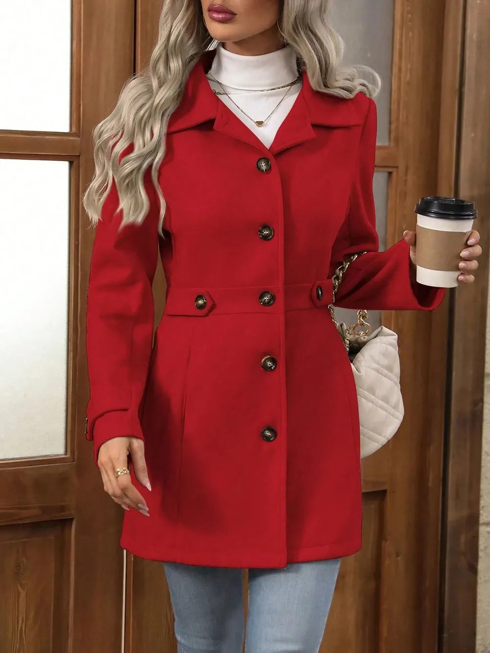 Roberta-Maureen | Women's Belted Tailored Longline Trench Coat