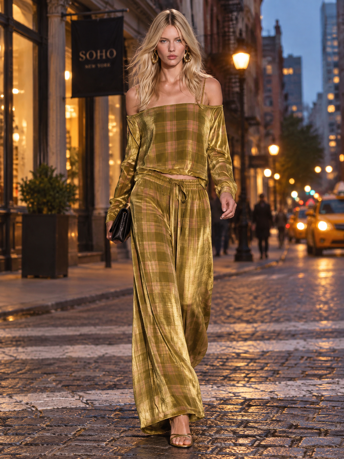 Ruth | Women's Boho Velvet Off-Shoulder Top & Palazzo Pants Set