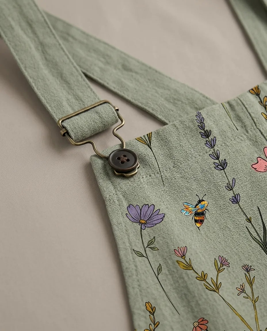 Celeste-Verna | Women's Botanical-Print Bib-Front Jumpsuit